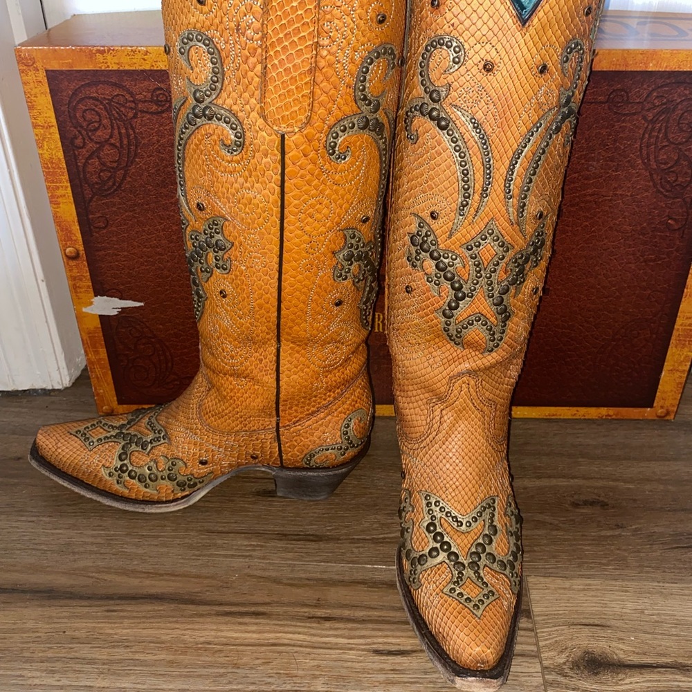 RARE Corral snake skin boots